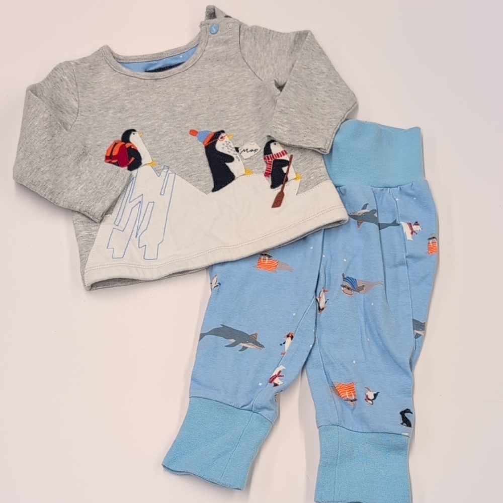 Joules Baby Outfit Penguin Seal Explorer Pieced Fabric Design 3-6 Months